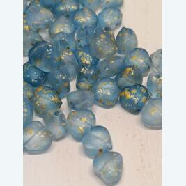 Herz blau matt,  gelb gesprenkelt