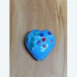 Herz blau mit Blüte & Blatt