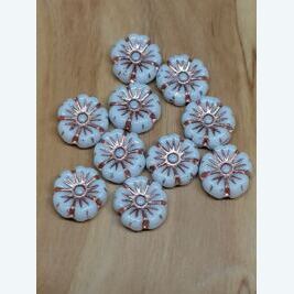 Blüten weiss-rotkupfer 9x9mm