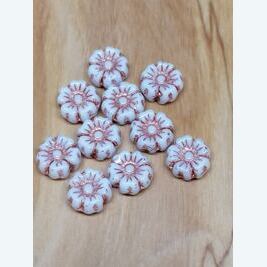 Blüten weiss-rotkupfer 7x7mm