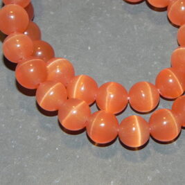 Glasperlen Katzenaugen orange 8mm