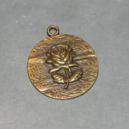 Anhänger Blume Rose antikbronze mit Holzoptik