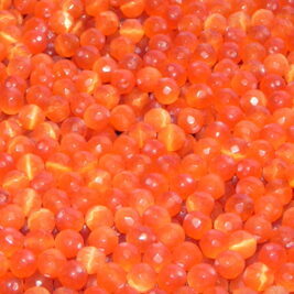 Glasperlen Katzenauge facettiert orange