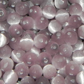 Glasperlen Katzenauge facettiert lila