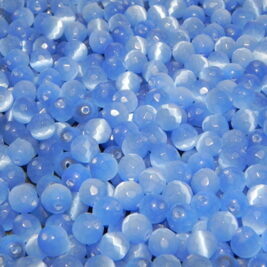 Glasperlen Katzenauge facettiert hellblau