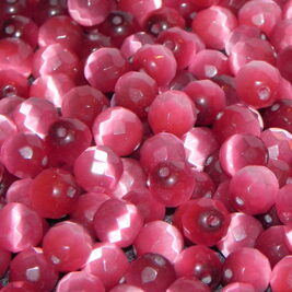 Glasperlen Katzenauge facettiert altrosa