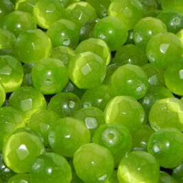 Glasperlen Katzenauge facettiert hellgrün