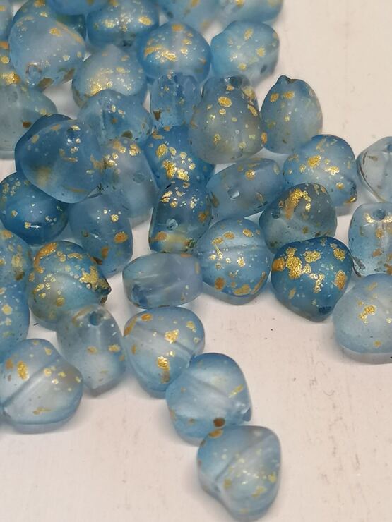 Herz blau matt,  gelb gesprenkelt