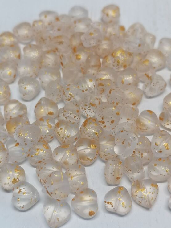 Herz transparent matt,  gelb gesprenkelt