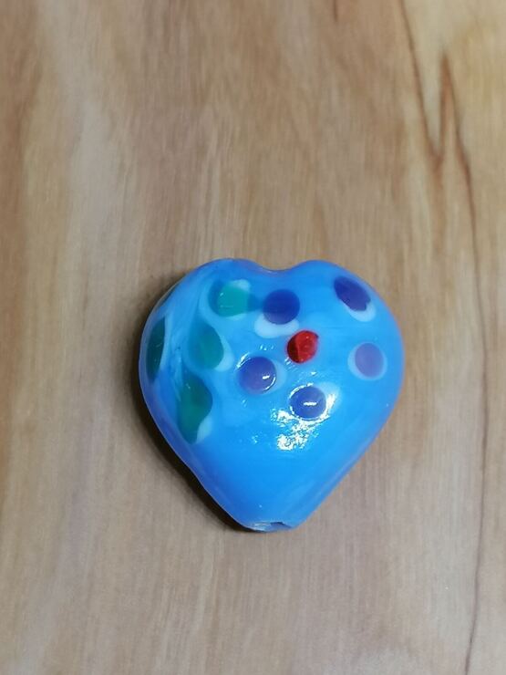 Herz blau mit Blüte & Blatt