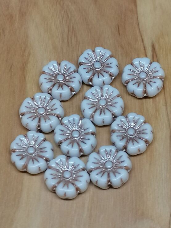 Blüten weiss-gold 9x9mm