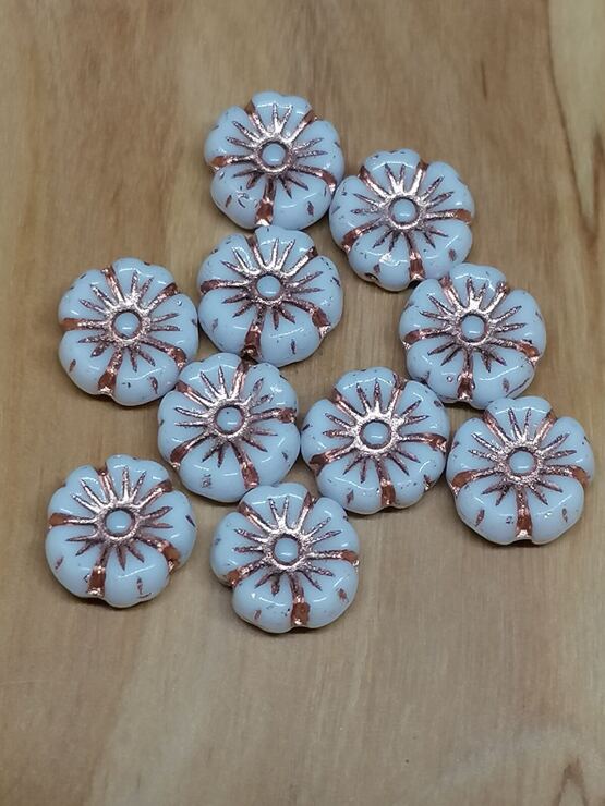 Blüten weiss-rotkupfer 9x9mm