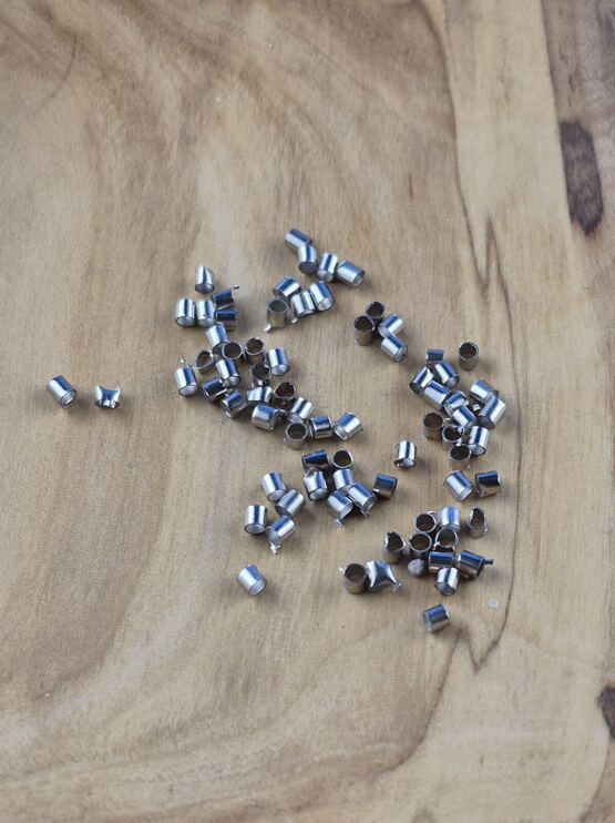 Quetschperlen silberfarben länglich 2mm